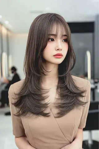 セミロング 絶対可愛い🍎透明感 カラーあります✨蕾祁のヘアスタイル