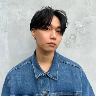 ミディアム パーマ メンズ 💈ニュアンスパーマ センターパート💈のヘアスタイル