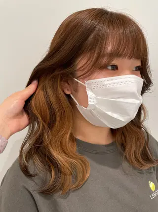 セミロング カラー 暖色🎀ゆるふわ☁️ MOERI 🍒のヘアスタイル