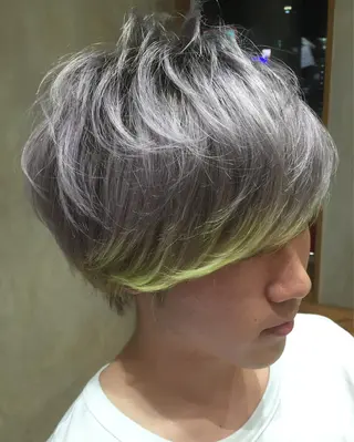ショート カラー パーマ メンズ Soleria 田中慎一のヘアスタイル