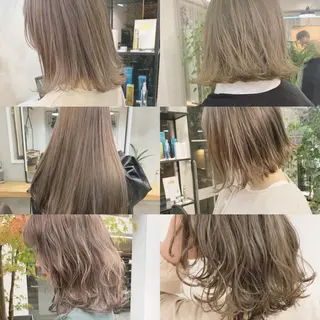 セミロング カラー ハイトーンボブ 前田 表参道　グレージュのヘアスタイル