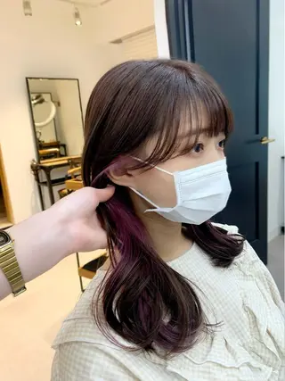 ミディアム カラー パーマ ヘアアレンジ メンズ キッズ ネイル マツエク・マツパ アイブロウ 似合せレイヤー/ 柔らか透明感カラーのヘアスタイル