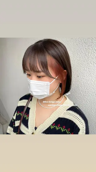 ショート カラー パーマ ヘアアレンジ メンズ キッズ ネイル マツエク・マツパ 透明感カラー・レイヤ ー🎀amika🎀のヘアスタイル