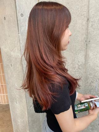 ロング カラー Saki/レイヤー/ 柔色カラー/顔まわりのヘアスタイル