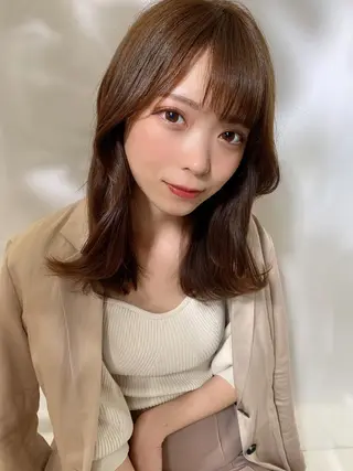 セミロング カラー 銀座✨レイヤーカット 顔まわり/坂本亜裟海のヘアスタイル
