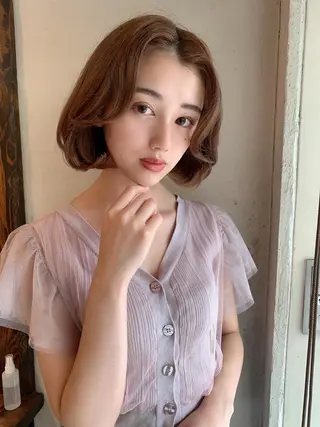 ミディアム カラー 透明感カラー✂︎ /縮毛矯正/YUKAのヘアスタイル