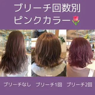 ミディアム カラー なつき/艶ピンク/ girly hairのヘアスタイル