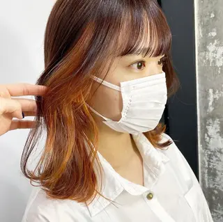セミロング カラー ヘアアレンジ 福岡似合わせレイヤー /ウルフ/ハイトーンのヘアスタイル