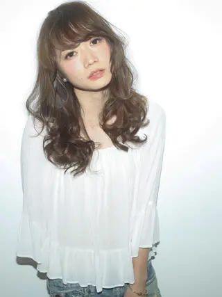 セミロング ロング カラー パーマ 髪質改善/韓国風 レイヤー/田村祐樹のヘアスタイル