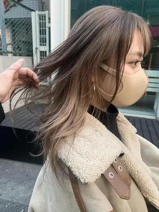 セミロング カラー ヘアアレンジ 艶ハイトーン/ヘア アレンジAYAKAのヘアスタイル