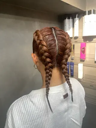 セミロング ヘアアレンジ エクステ/コーンロウ KURUMI⛓️🔥のヘアスタイル