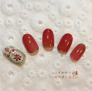 ネイル ショートネイル 森のさんぽ道のネイルデザイン