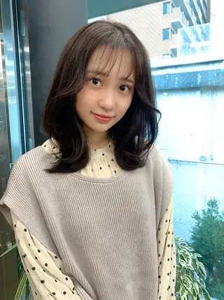 ミディアム カラー 透明感カラー✂︎ /縮毛矯正/YUKAのヘアスタイル