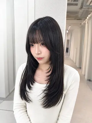 セミロング カラー 🪞まとまるボブ× 縮毛矯正/敬土🪞のヘアスタイル