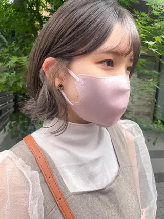 ミディアム カラー 顔周りカット 【オノザワリョウ】のヘアスタイル