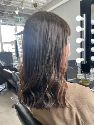 セミロング カラー ブリーチなし透明感 タケザワミキのヘアスタイル