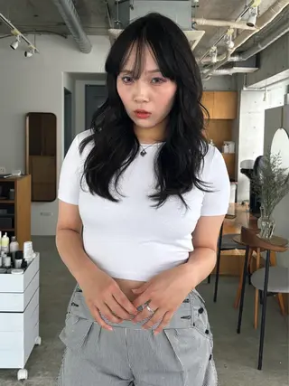 セミロング カラー 林　蓮/レイヤー/ 透明感カラーのヘアスタイル