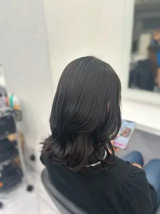 セミロング カラー パーマ ヘアアレンジ メンズ キッズ ブリーチなしカラー/ ブラウン/レイヤーのヘアスタイル