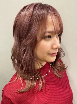 セミロング 🌕透明感カラー @ENTER大名のヘアスタイル