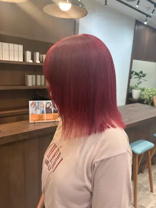 カラー まろみ暖色×ボブ ×chia🕯のヘアスタイル