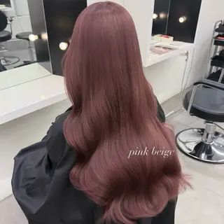 ロング カラー パーマ 🎀ピンクベージュ/ satsuki🎀のヘアスタイル