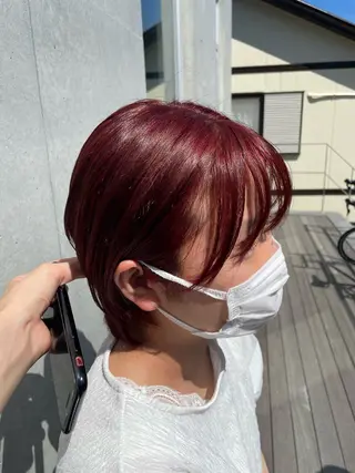 セミロング カラー インナーカラー 推し ブリーチ 髪質改善のヘアスタイル