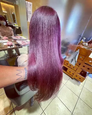 セミロング カラー NINE+/代表 ブリーチ特化型サロンのヘアスタイル