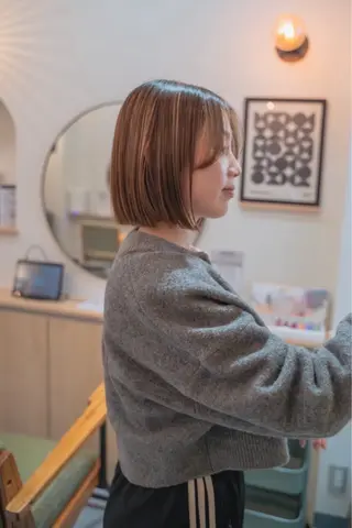 ショート カラー 〈ボブ〉縮毛矯正 船橋駅5分/鈴木杏美のヘアスタイル