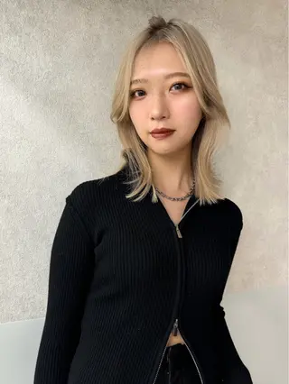 セミロング 福岡天神ダブルカラー レイヤー✨カジワラのヘアスタイル