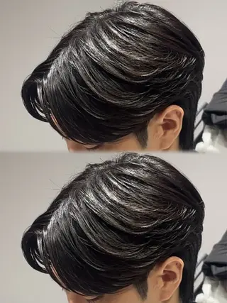 パーマ メンズ 曲がる縮毛矯正 センターパート高森蓮のヘアスタイル