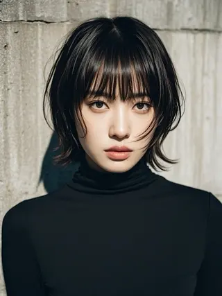 ミディアム ウルフカット 811 大阪梅田 ウルフのヘアスタイル