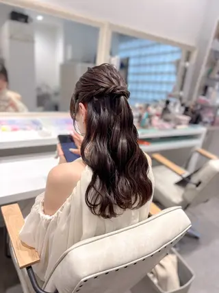セミロング ヘアアレンジ ⭐︎moe 【ヘアセット🧸】のヘアスタイル