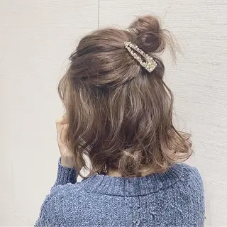 ミディアム パーマ ブリーチ🐰インナー ♡ハイライト♡綾🐰のヘアスタイル