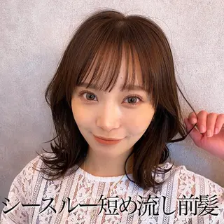 ミディアム カラー 新宿/韓国風レイヤー 髪質改善/渋谷直樹のヘアスタイル