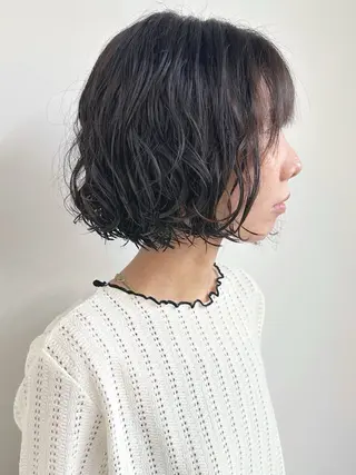 ショート パーマ ボブ/ゆるふわ ボブパーマ/とういのヘアスタイル