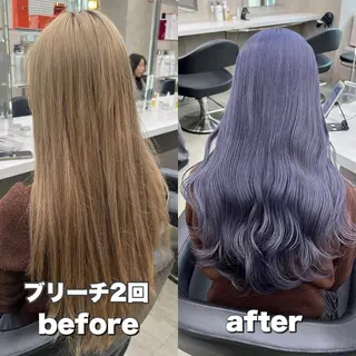 ロング 寒色/ベージュヘア ブリーチありMiOのヘアスタイル