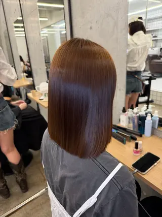 ミディアム 縮毛矯正×髪質改善× 艶髪カラー 吉原和磨のヘアスタイル