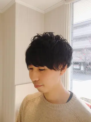 ショート パーマ メンズ ハイトーン/ブリーチ 山崎 悠次のヘアスタイル