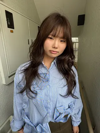 ロング カラー レイヤーカット🍏 オリーブ/ののかのヘアスタイル