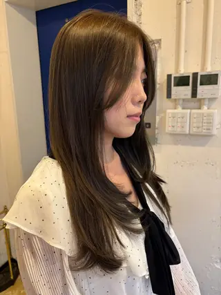 セミロング カラー 韓国レイヤー/透明感 カラー/RIN🎀のヘアスタイル