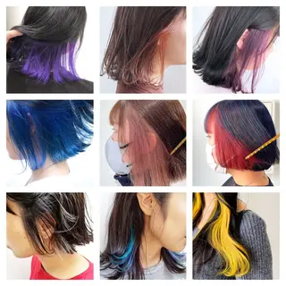 ミディアム カラー Muミュー/ブリーチ ハイトーン　Wカラーのヘアスタイル