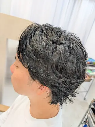パーマ ミディアム メンズ メンズパーマ特化 QOL札幌YUTOのヘアスタイル
