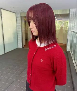ミディアム 福岡縮毛矯正 ブリーチなしカラーのヘアスタイル