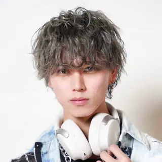 ショート カラー パーマ メンズ 🔥メンズ極🔥韓国 シャドウ/波巻き柿崎のヘアスタイル
