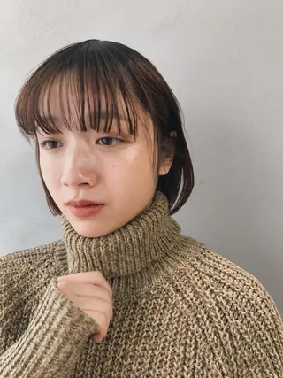 ミディアム カラー パーマ ボブパーマコテ巻き風 パーマNo1深江秀平のヘアスタイル