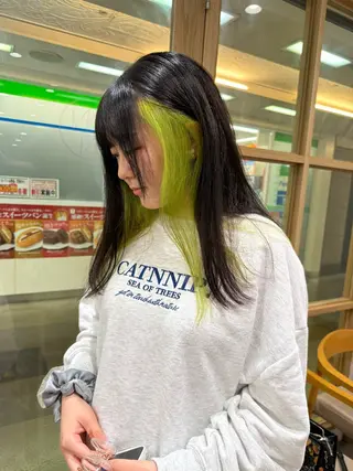 セミロング カラー 💛ブリーチカラー /ブリーチ縮毛💛のヘアスタイル