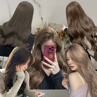 ロング カラー 赤み消し韓国ヘア レイヤー縮毛🤍渡邉のヘアスタイル