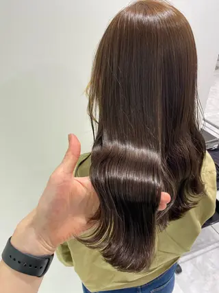 セミロング カラー パーマ ヘアアレンジ ネイル マツエク・マツパ 韓国風ベージュ🤎 赤みなし🌿横浜🤎のヘアスタイル