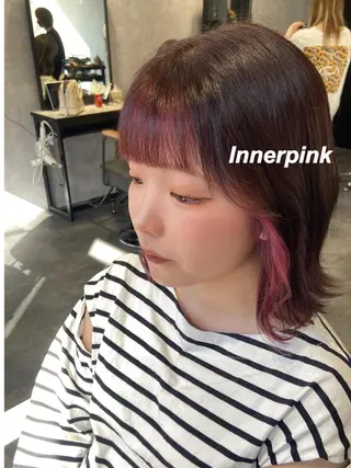 ミディアム カラー プルエクステ/インナ ーカラー🦊はるなのヘアスタイル