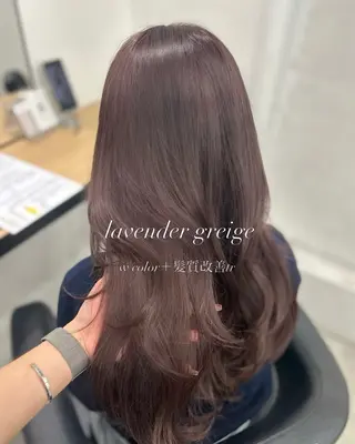 ロング カラー YUKA🤍ベージュ /ミルクティーのヘアスタイル